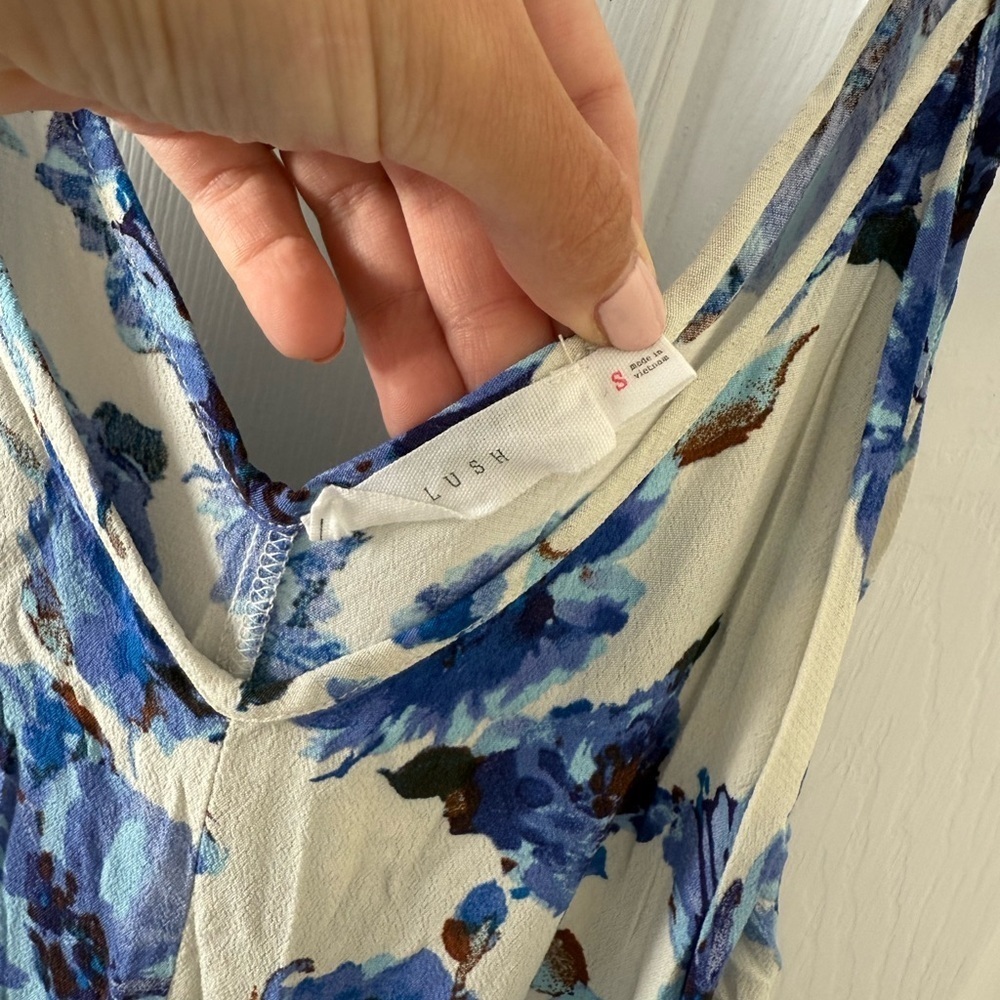 Lush Blue and White Floral Dress - Picture 2 of 5